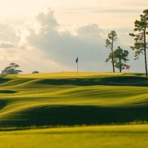 Golf course with shadows representing tragedy