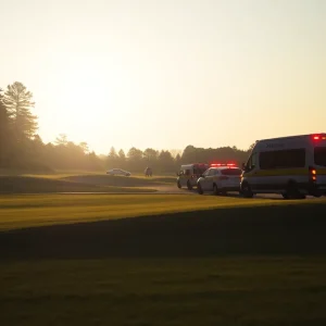 Emergency vehicles at a golf course