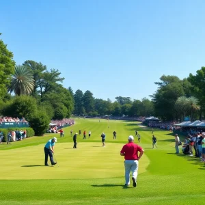 Players competing in a golf tournament