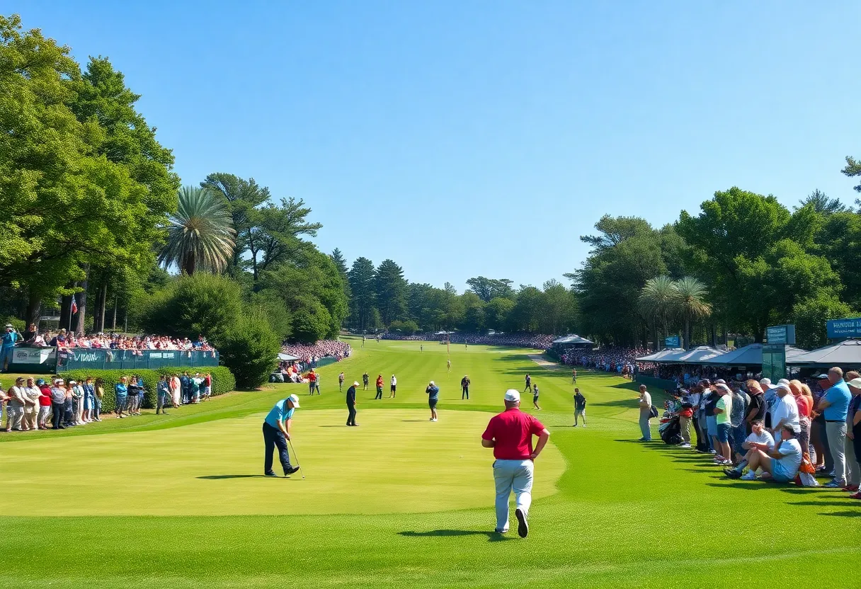 Players competing in a golf tournament