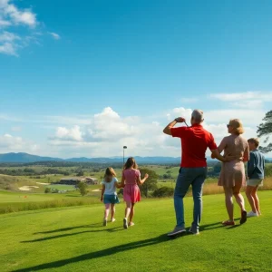 Families enjoying a golf trip with activities for non-golfers.