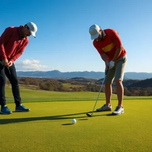 Golfer making a putt on the green