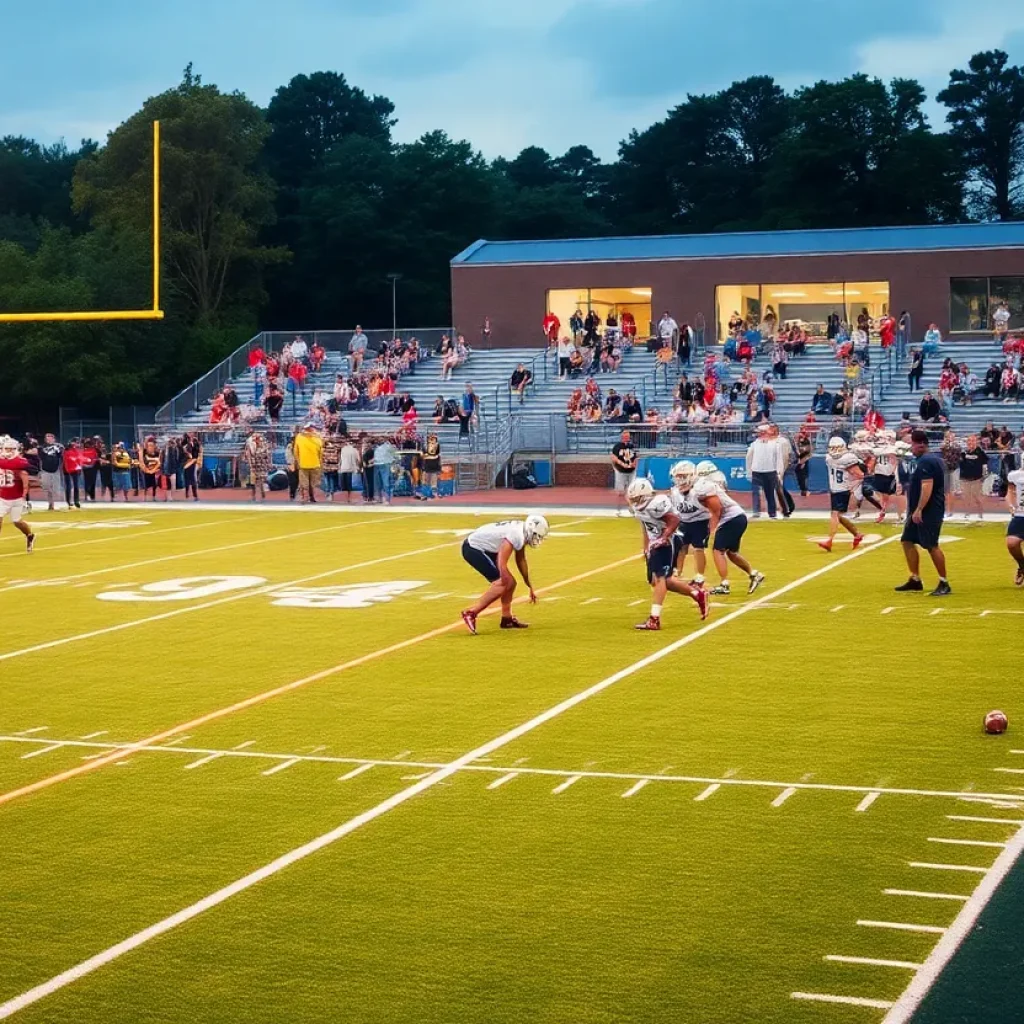 Football practice at Huntington High School