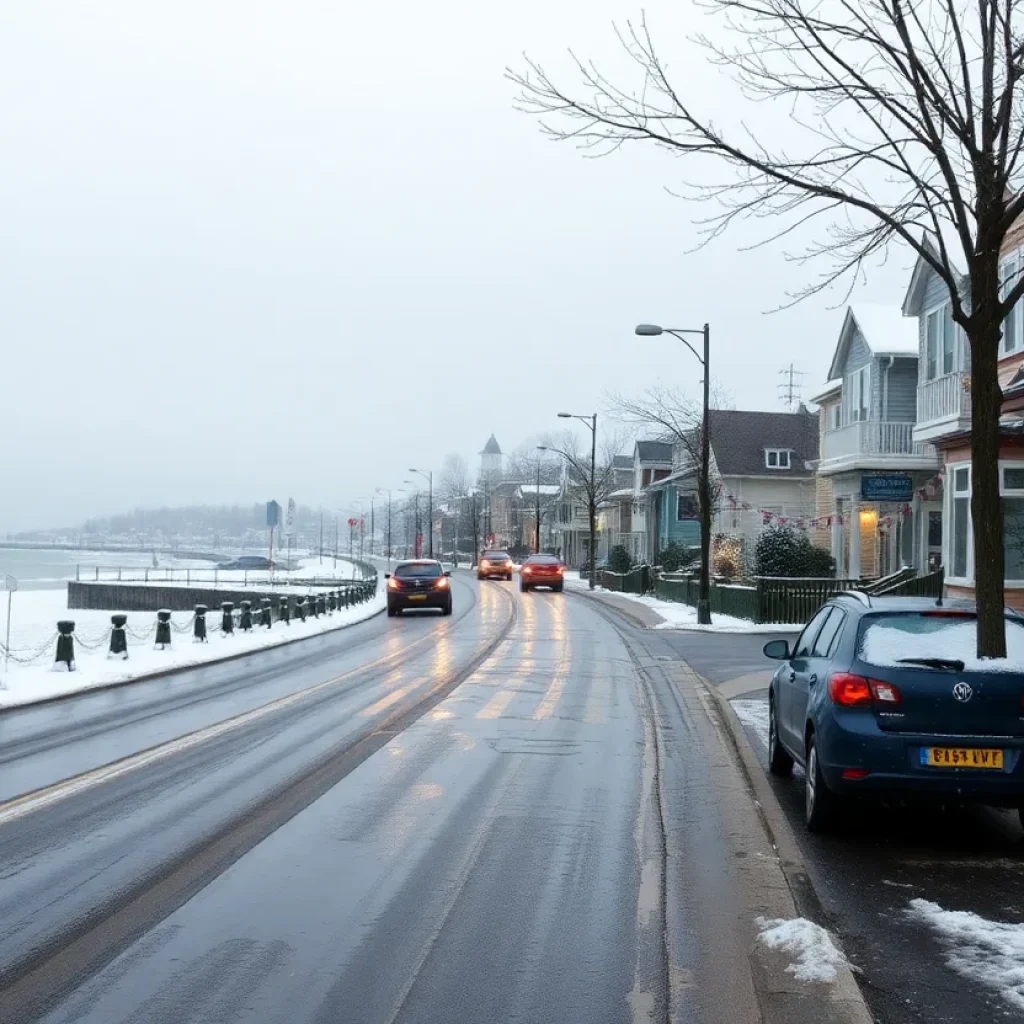 Icy road conditions in Grand Strand area during winter weather