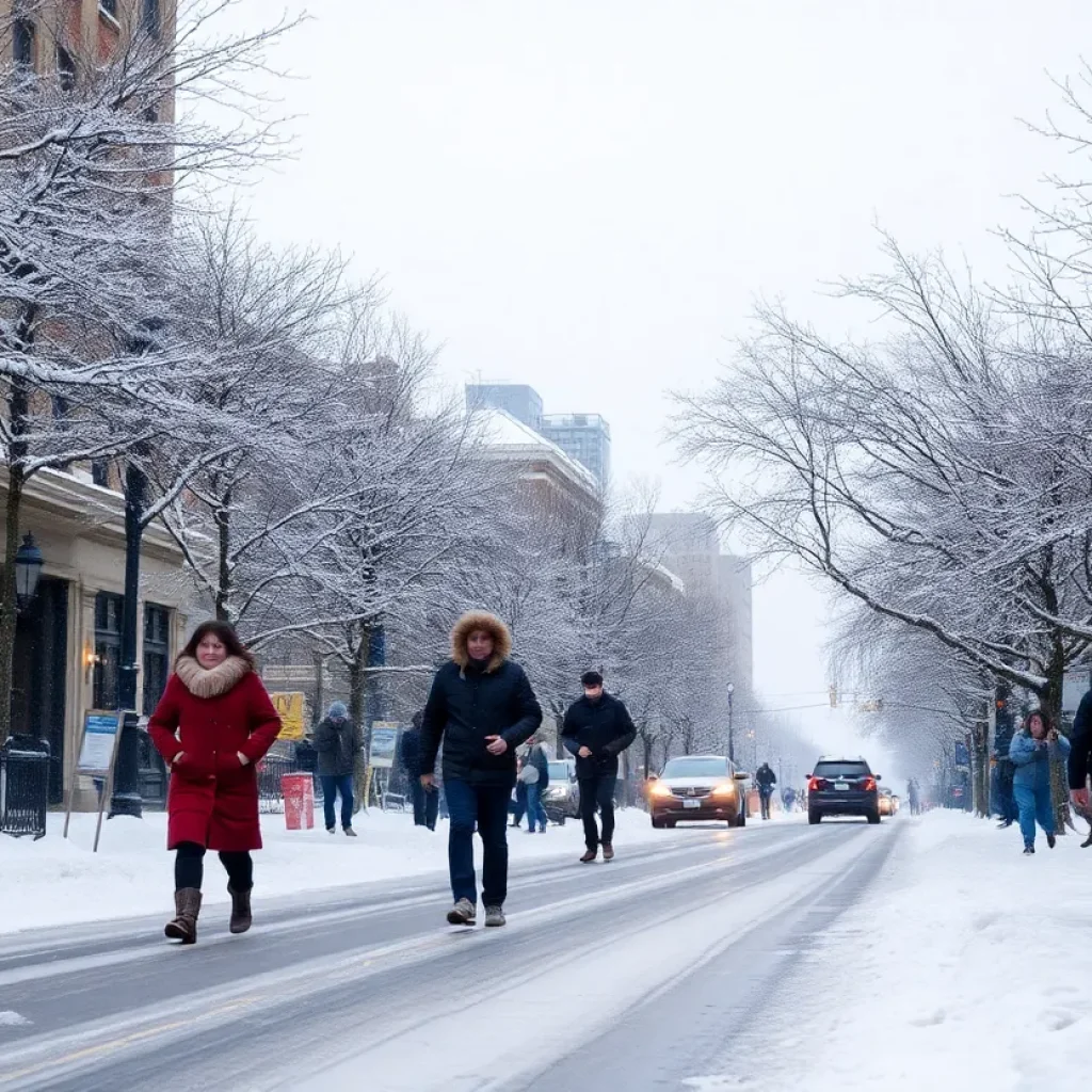 Snow-covered streets in Kansas City after winter storm