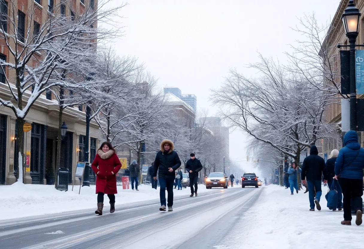 Snow-covered streets in Kansas City after winter storm