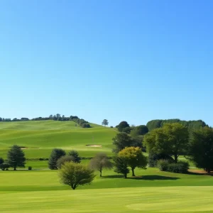 Landscape of Landmand Golf Club with fairways and trees