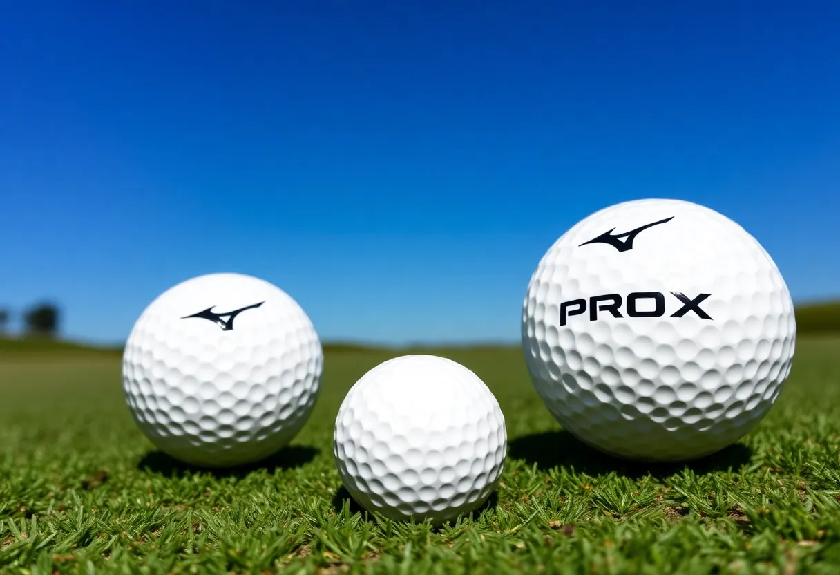 Mizuno Pro S and Pro X golf balls on a golf course