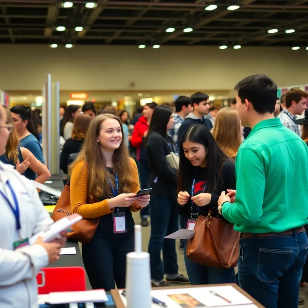 Students engaging at a career exploration expo in Myrtle Beach.