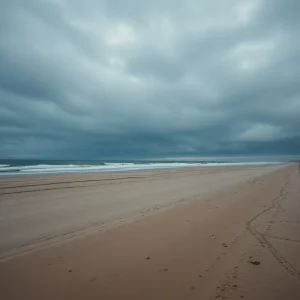 Winter scene at Myrtle Beach with chilly weather