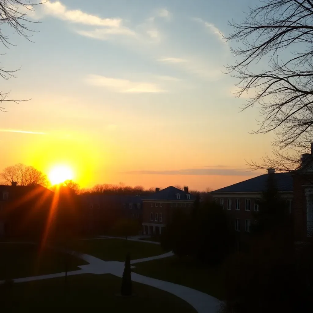 Sunset over Coastal Carolina University campus symbolizing mourning