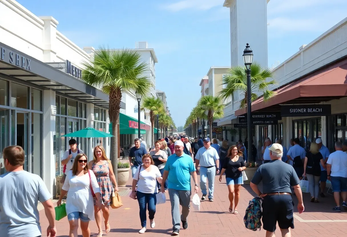 Vibrant downtown Myrtle Beach with new businesses and lively atmosphere.