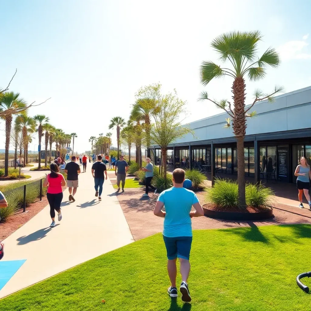 People exercising outdoors in Myrtle Beach with scenic trails