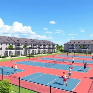 Conceptual image of Myrtle Beach housing project and pickleball courts