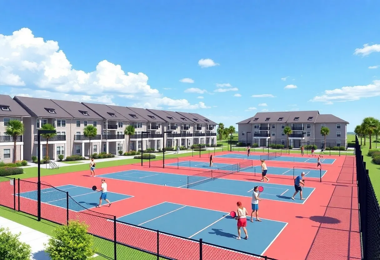 Conceptual image of Myrtle Beach housing project and pickleball courts