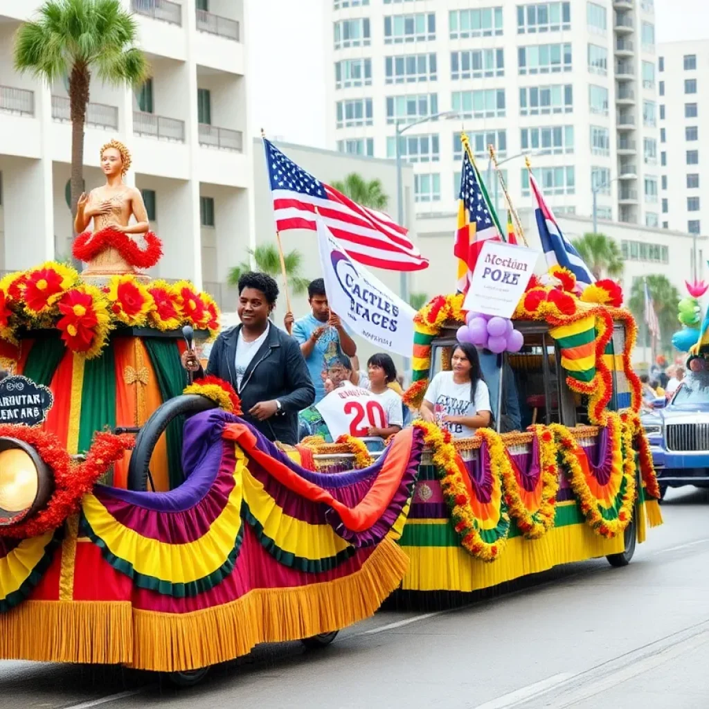 Participants in the Myrtle Beach Martin Luther King Jr. Parade showcasing community unity despite rain.