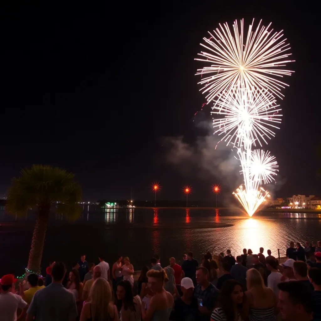 Fireworks display at Myrtle Beach during New Year's Eve 2024