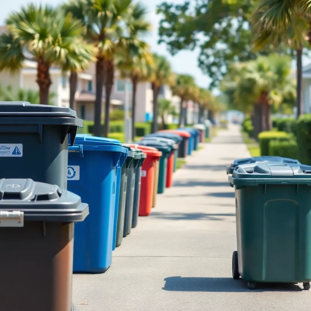 Trash and recycling roll carts in Myrtle Beach