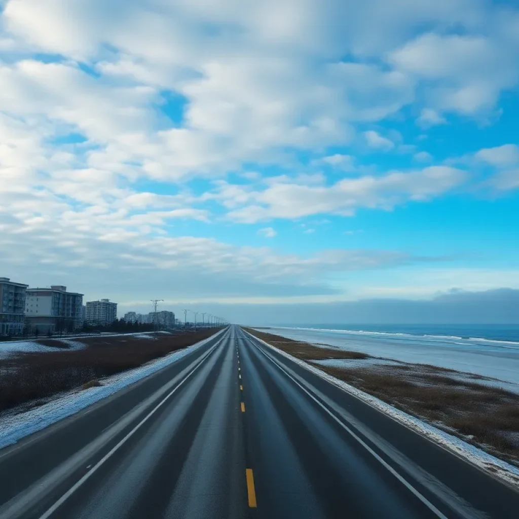 Icy roads in Myrtle Beach during winter weather