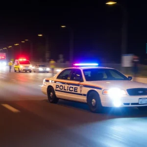 Police car at the scene of a tragic accident