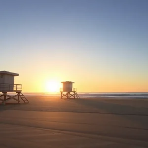 Sunrise over North Myrtle Beach with calm waves