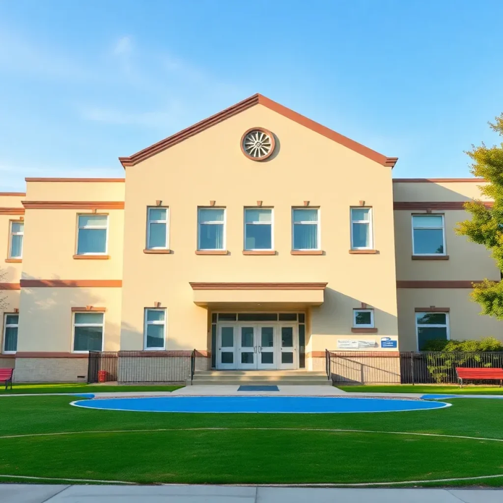 Exterior view of Ocean Bay Elementary School with playground