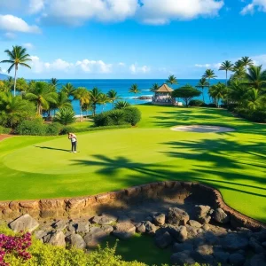 Overview of the Plantation Course in Hawaii during the PGA Tour season opening