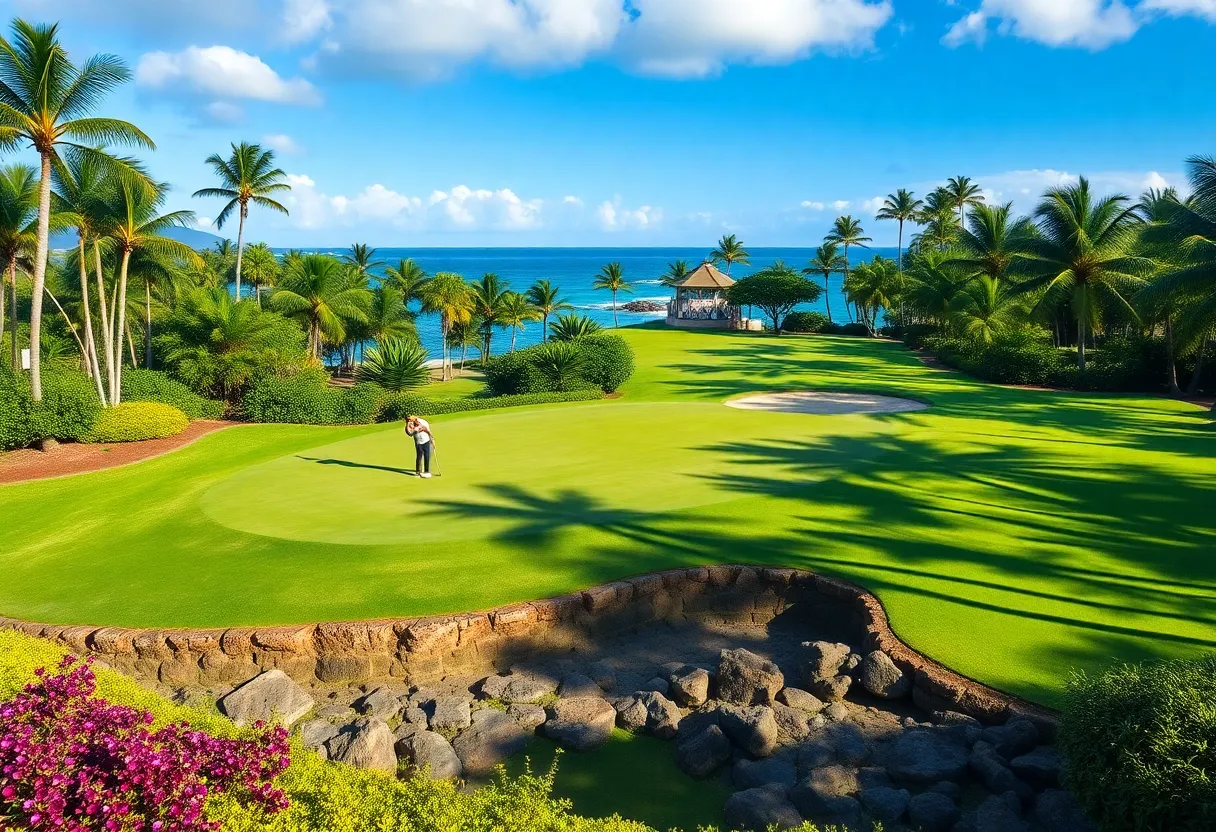 Overview of the Plantation Course in Hawaii during the PGA Tour season opening