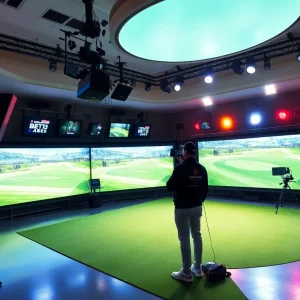 Interior view of the PGA Tour Studios with advanced media production technology.