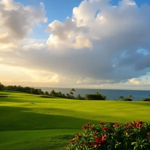 A panoramic view of the Plantation Course in Maui, Hawaii during The Sentry Tournament.