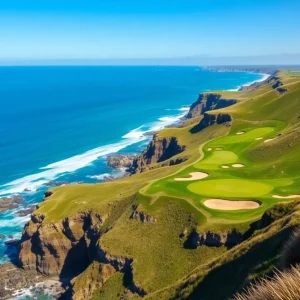 Scenic view of Point Hardy Golf Club with cliffs and ocean