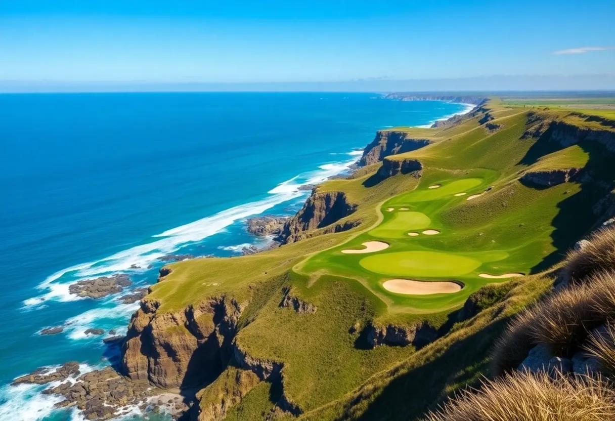 Scenic view of Point Hardy Golf Club with cliffs and ocean