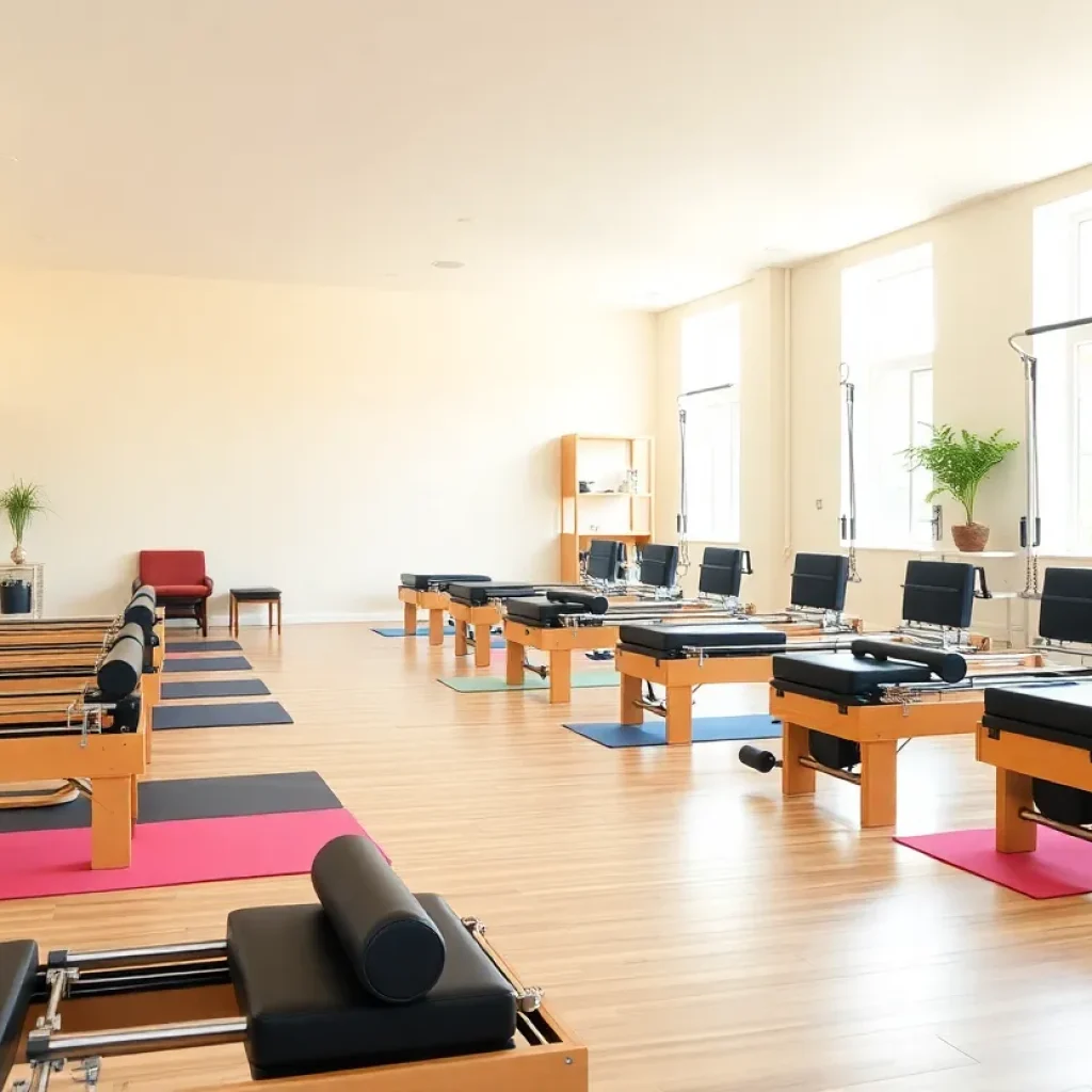 Interior view of Powerhouse Pilates studio with fitness equipment