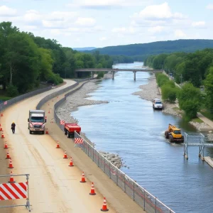 Construction at Saluda Riverwalk for Riverbanks Zoo expansion