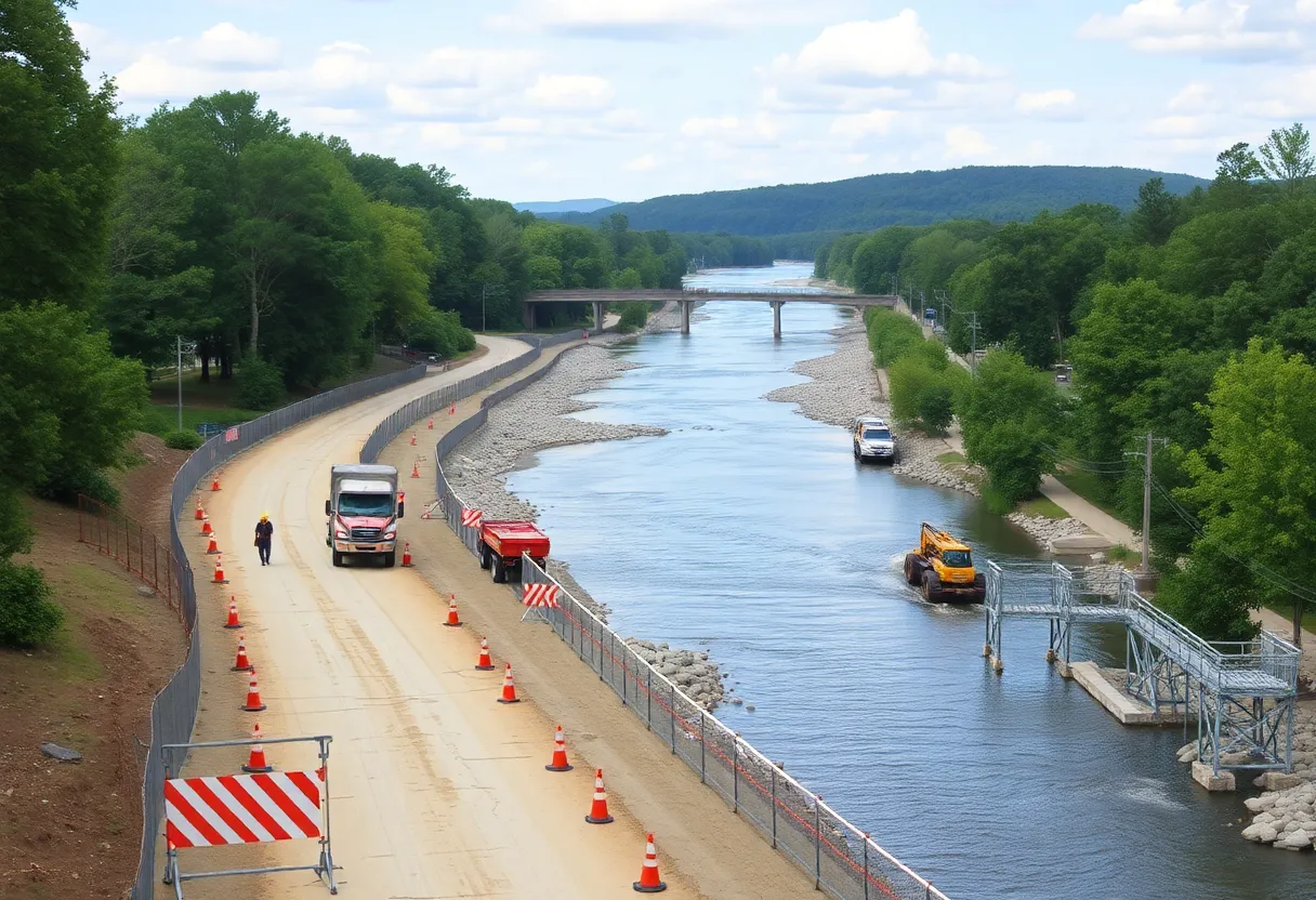 Construction at Saluda Riverwalk for Riverbanks Zoo expansion