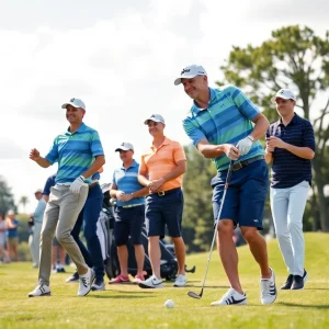 Golf players competing in Team Cup