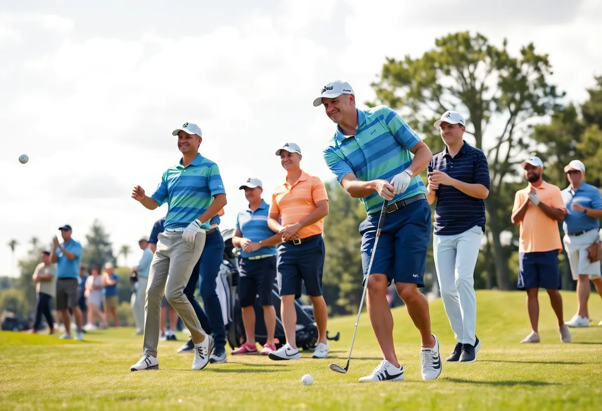 Golf players competing in Team Cup