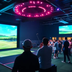 Crowd enjoying TGL Golf League indoor tournament with advanced technology