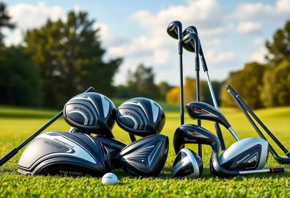 Newly launched Titleist GT1 golf drivers and fairway woods in an outdoor setting.