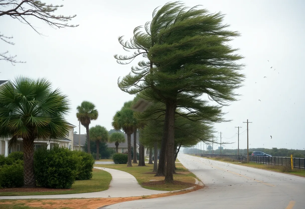 Strong winds in North Carolina coastal area