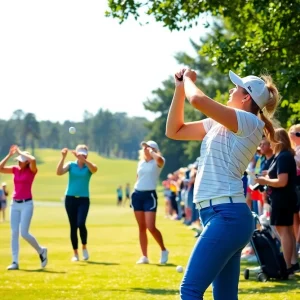 Female golfers competing in a championship at Oceanside Country Club.