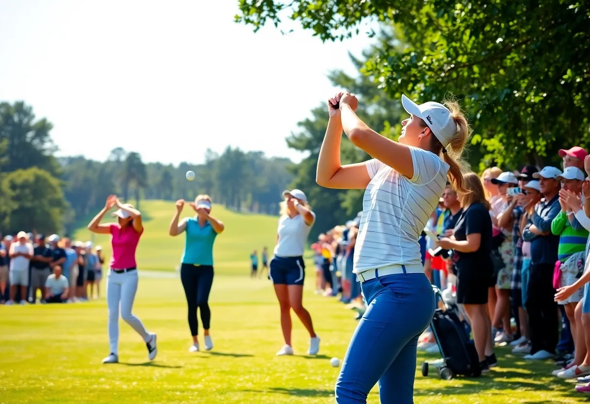 Female golfers competing in a championship at Oceanside Country Club.