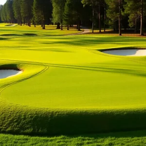 Close up view of a beautifully maintained golf course