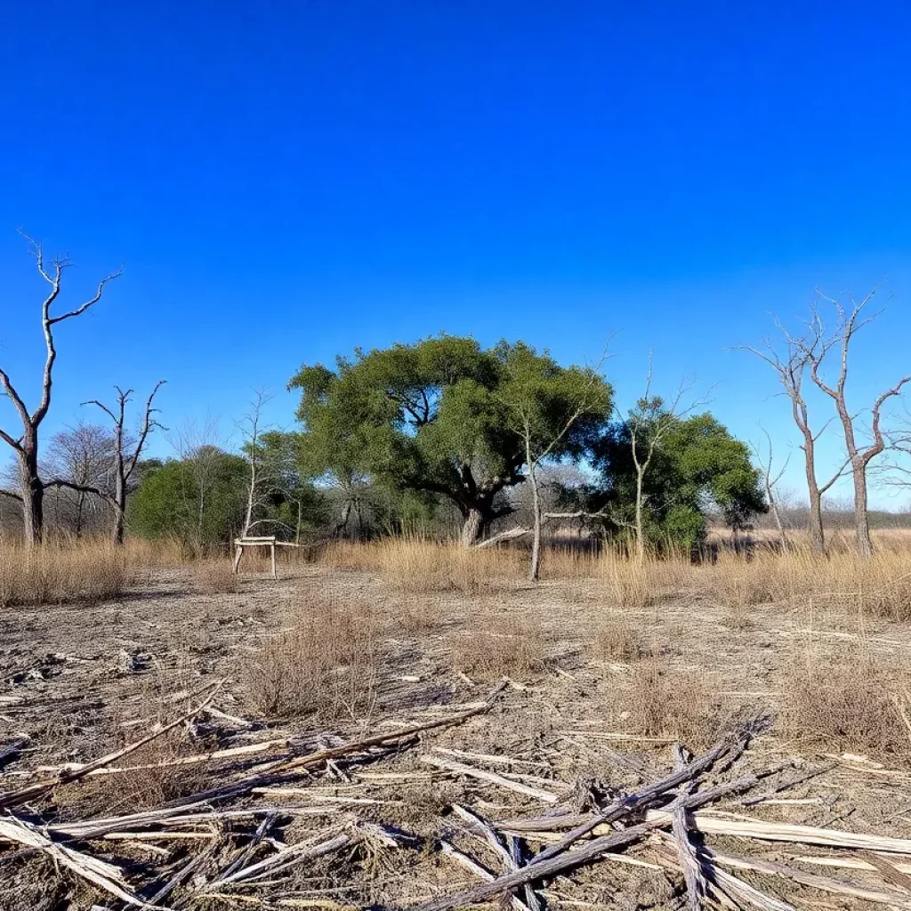 Dry landscape depicting drought conditions in Charleston, South Carolina