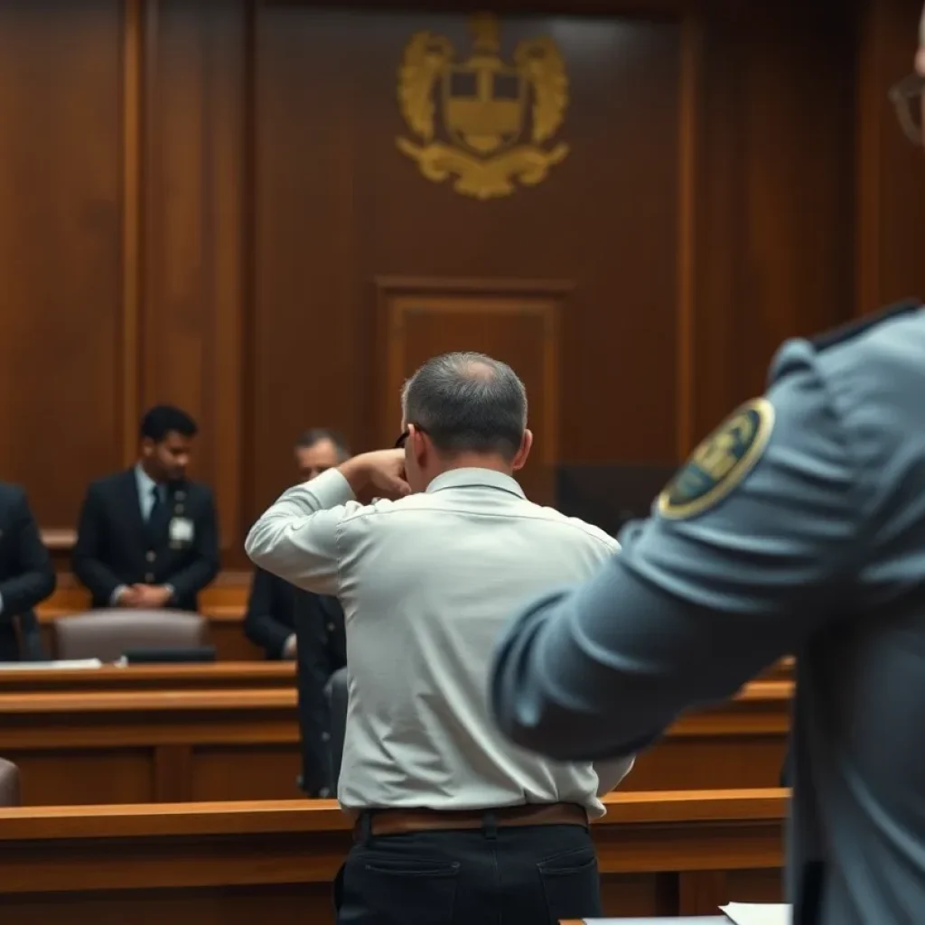 Courtroom during a drug trafficking charge hearing