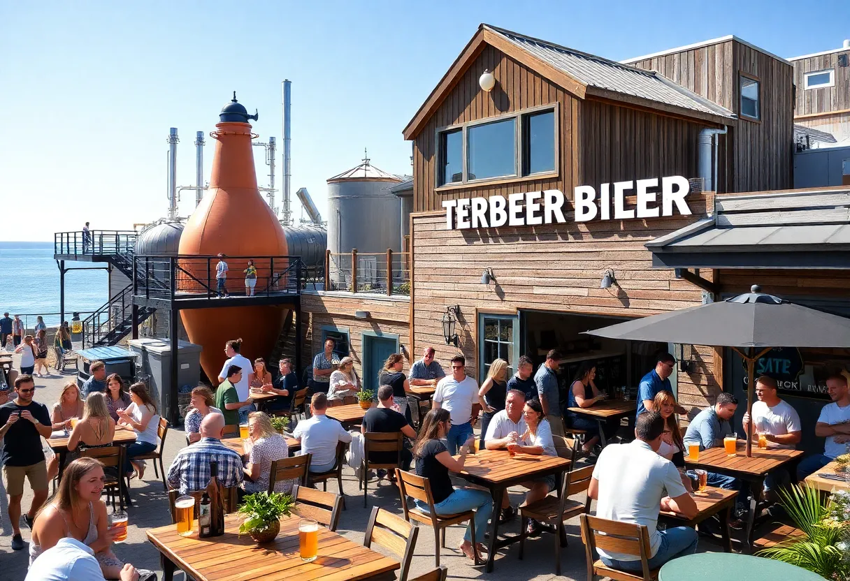 Outdoor craft beverage venue in Myrtle Beach with a distillery and beer garden
