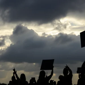 Protesters gather outside a church in Myrtle Beach