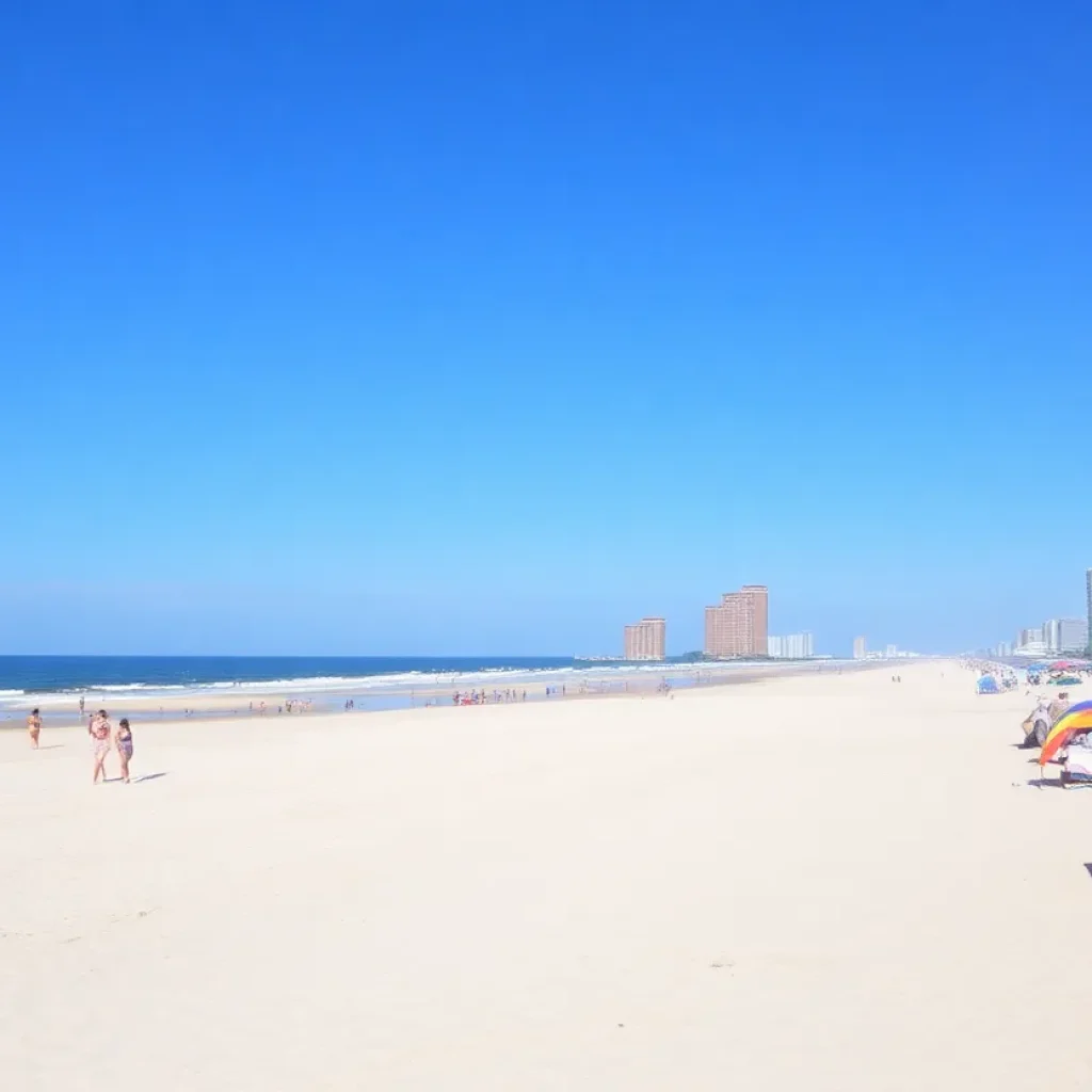 Scenic view of Myrtle Beach with families enjoying the beach