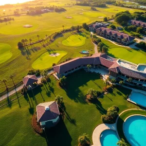 Aerial view of PGA National Resort & Spa with golf courses