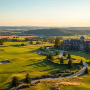 Scenic view of top golf resort in Europe with green fairways